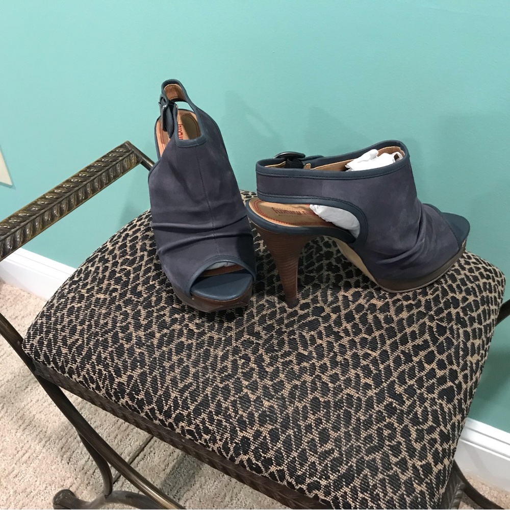 Luxury Rebel Navy Peep-Toe Heels